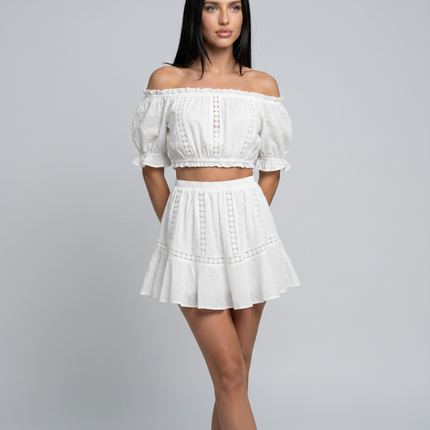 Elba | Two-Piece Mini Dress Set with Off-Shoulder Top