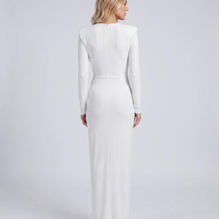 Megan | Maxi Dress with Deep V Neck and Ring Detail