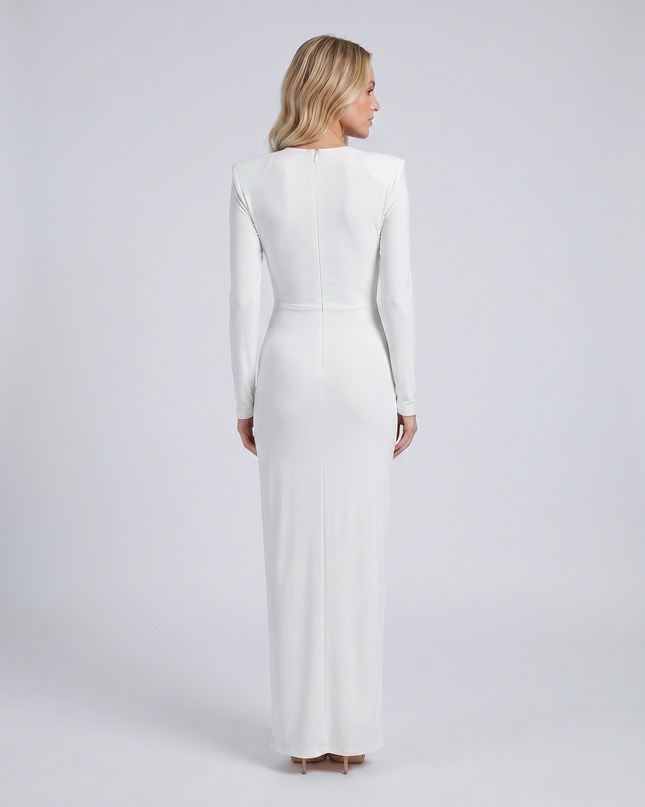 Megan | Maxi Dress with Deep V Neck and Ring Detail