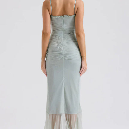 Ellen | Maxi Dress with Ruffle Detail and Front Cut-Out