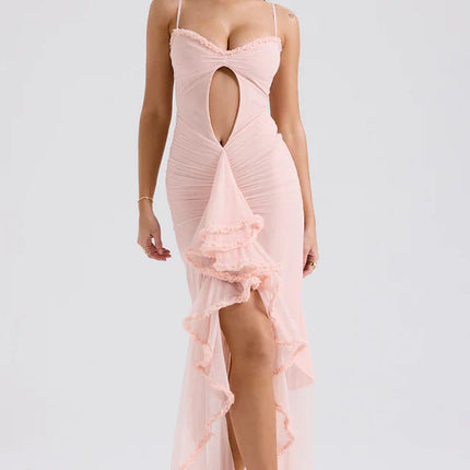 Ellen | Maxi Dress with Ruffle Detail and Front Cut-Out