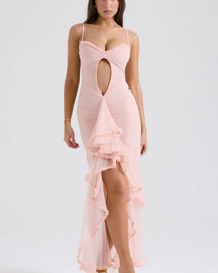 Ellen | Maxi Dress with Ruffle Detail and Front Cut-Out