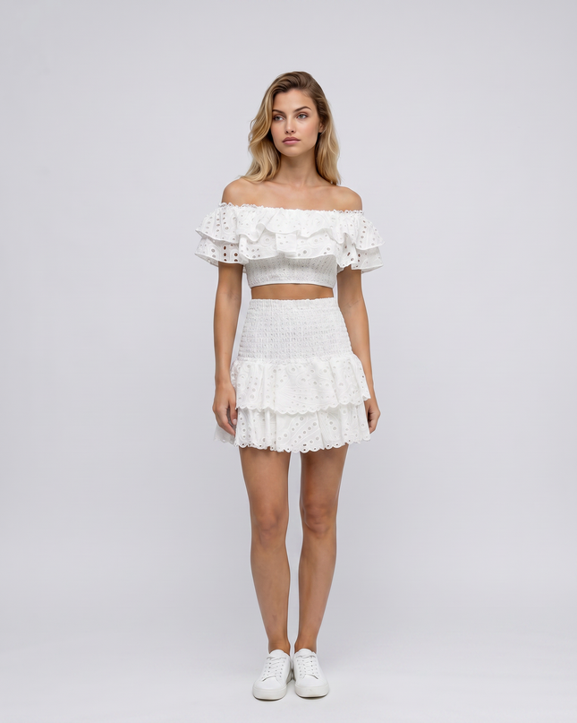 Annie | Two-Piece Ruffle Set with Mini Skirt
