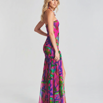 Lucille | Strapless Maxi Dress with Sheer Skirt