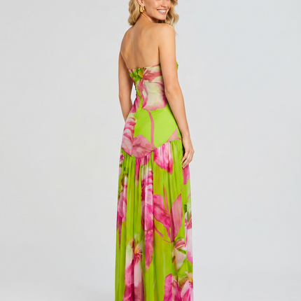 Lucille | Strapless Maxi Dress with Sheer Skirt