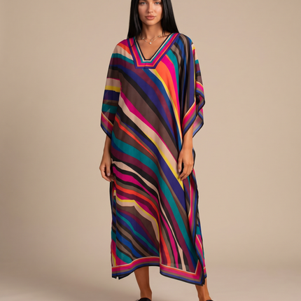 Baylor | Maxi Kaftan Dress with V-Neck and Side Slits