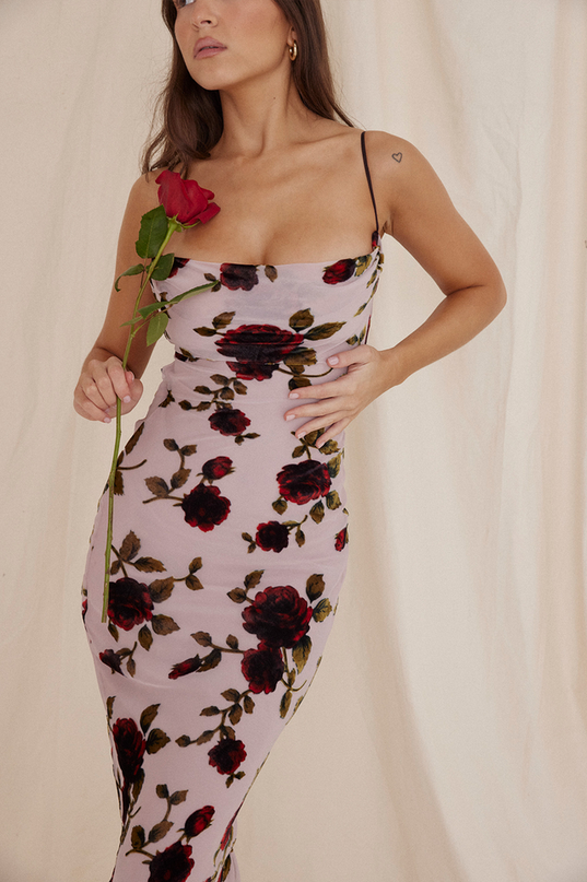 Landry | Maxi Dress with Open Back and Draped Neckline