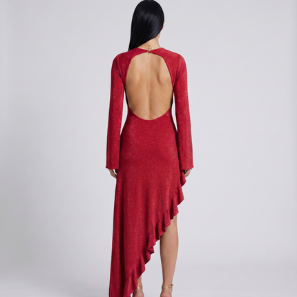 Holly | Asymmetrical Maxi Dress with Ruffle Hem