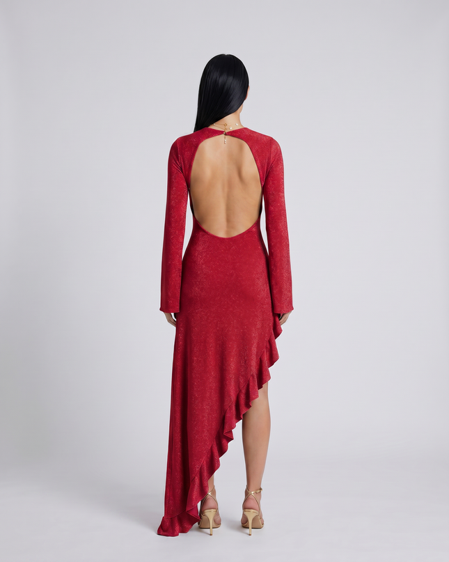 Holly | Asymmetrical Maxi Dress with Ruffle Hem
