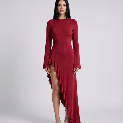 Holly | Asymmetrical Maxi Dress with Ruffle Hem