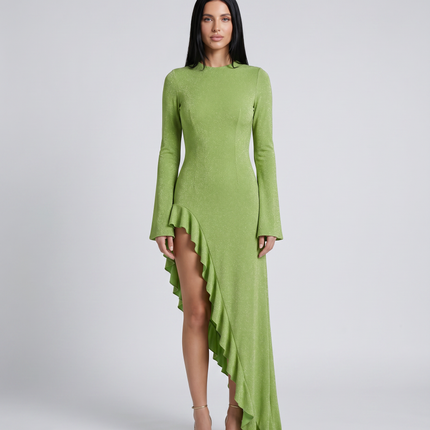 Holly | Asymmetrical Maxi Dress with Ruffle Hem