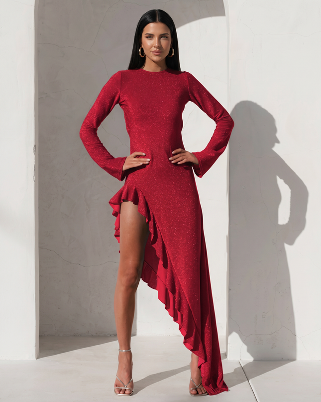 Holly | Asymmetrical Maxi Dress with Ruffle Hem