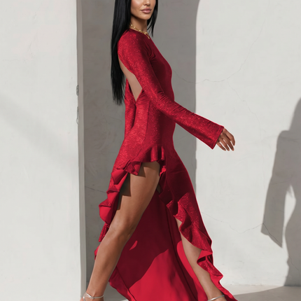 Holly | Asymmetrical Maxi Dress with Ruffle Hem
