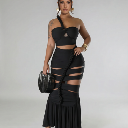Silvia | Strapless Maxi Dress with Cut-Out Details