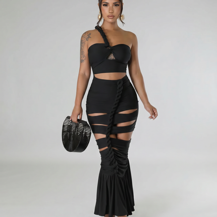 Silvia | Strapless Maxi Dress with Cut-Out Details