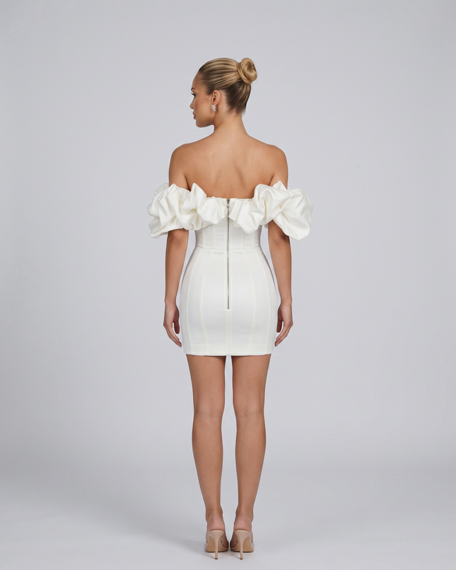 Hazel | Mini Dress with Off-Shoulder Ruffle Bodice
