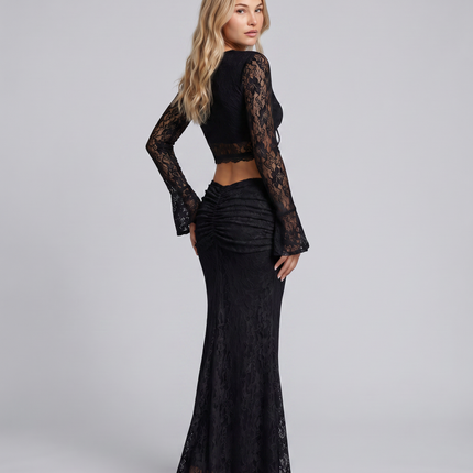 Beverly | Sheer Lace Top and Maxi Skirt Set