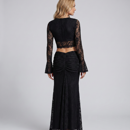 Beverly | Sheer Lace Top and Maxi Skirt Set