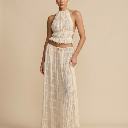 Bella | Halter Top and Pleated Maxi Skirt Set