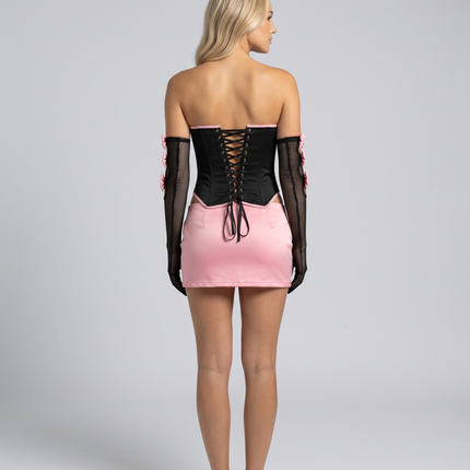 Aven | Corset Top and Mini Skirt Set with Bow Detail