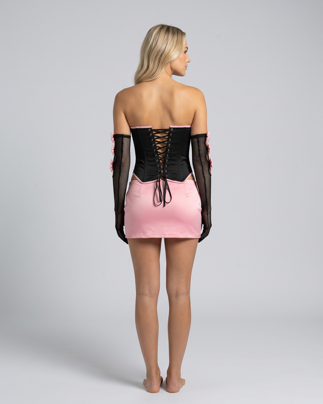 Aven | Corset Top and Mini Skirt Set with Bow Detail