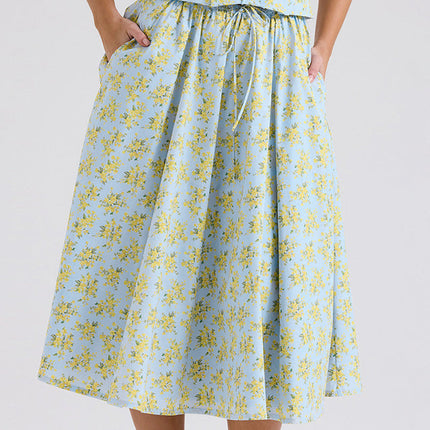 Amelisse | Floral Print Top and Midi Skirt Set