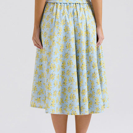 Amelisse | Floral Print Top and Midi Skirt Set