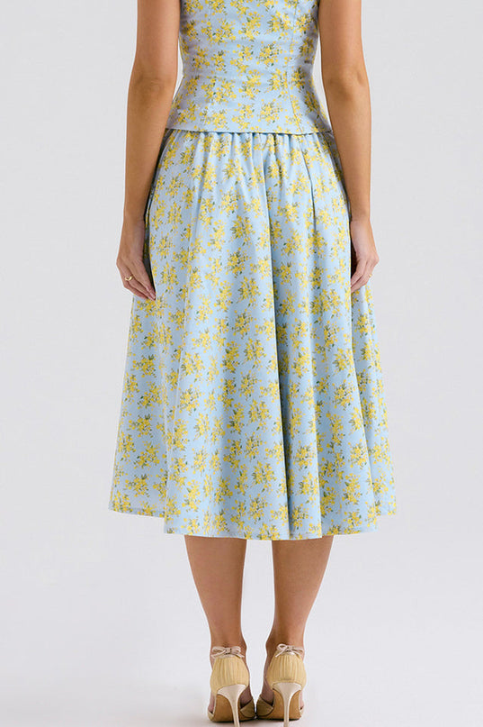 Amelisse | Floral Print Top and Midi Skirt Set