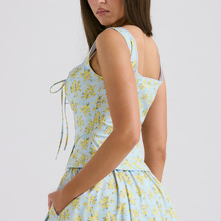 Amelisse | Floral Print Top and Midi Skirt Set