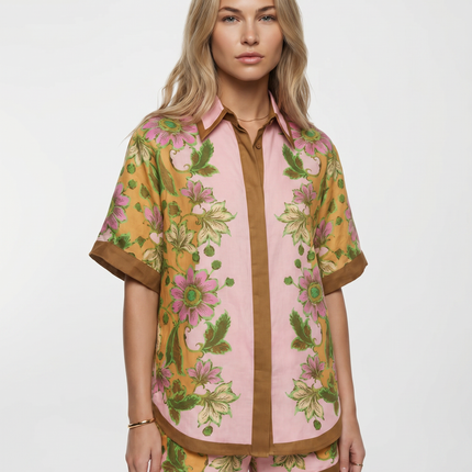 Gracie | Floral Shirt and Shorts Two-Piece Set