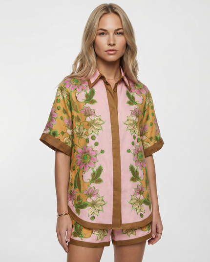 Gracie | Floral Shirt and Shorts Two-Piece Set