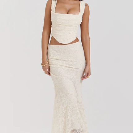 Agnes | Lace Corset Top and Maxi Skirt Set