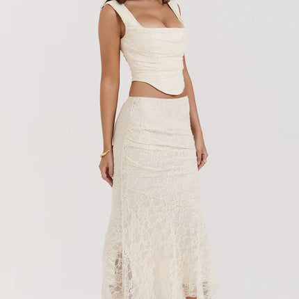 Agnes | Lace Corset Top and Maxi Skirt Set