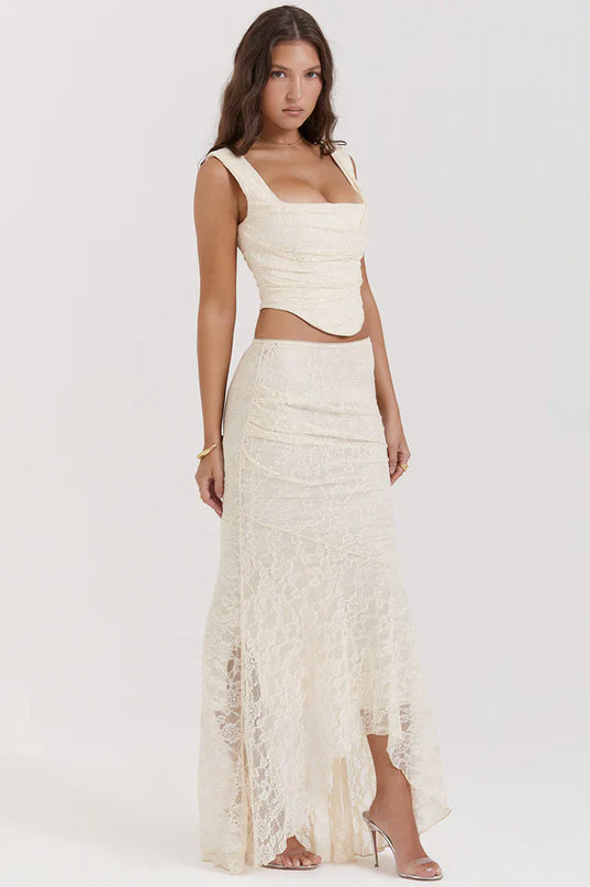 Agnes | Lace Corset Top and Maxi Skirt Set