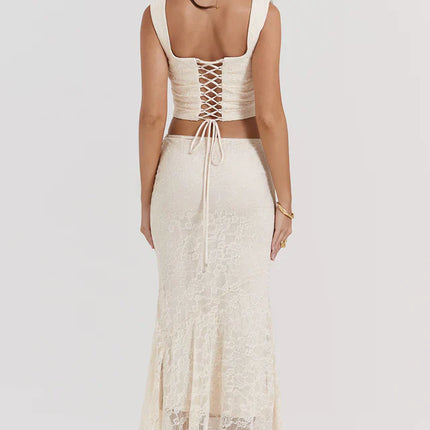Agnes | Lace Corset Top and Maxi Skirt Set