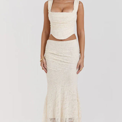 Agnes | Lace Corset Top and Maxi Skirt Set