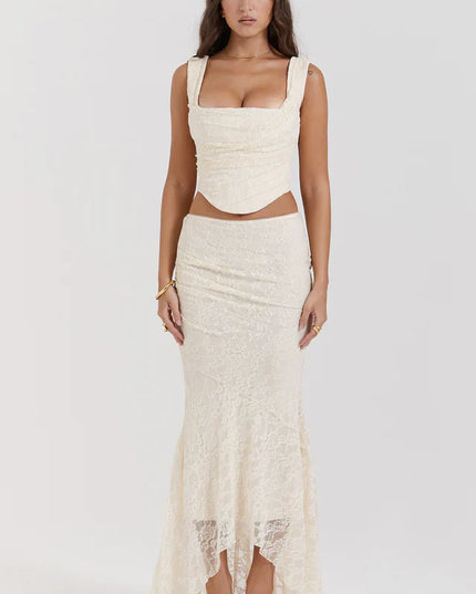 Agnes | Lace Corset Top and Maxi Skirt Set
