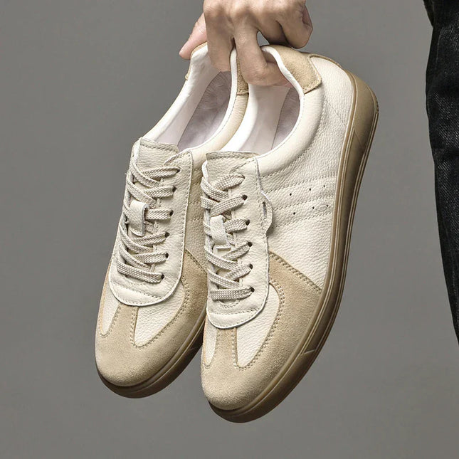 Men’s Low-Top Sneakers with Lace-Up Closure and Perforated Details