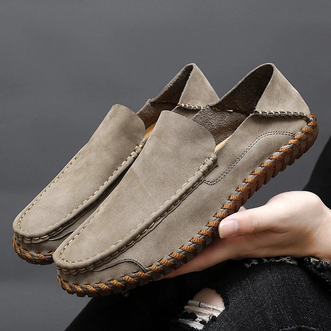 Men’s Slip-On Shoes with Visible Stitching