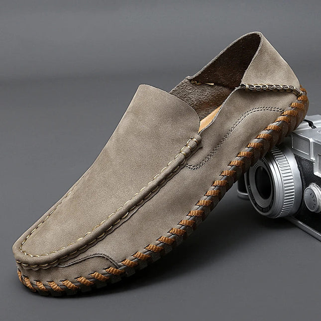 Men’s Slip-On Shoes with Visible Stitching