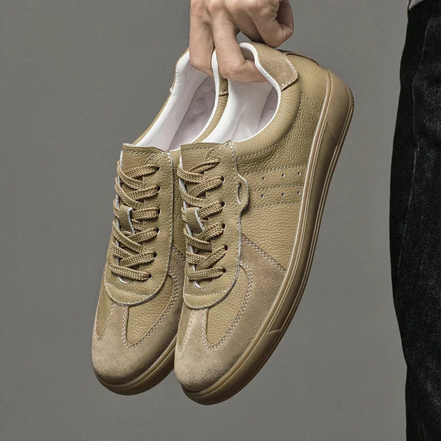 Men’s Low-Top Sneakers with Lace-Up Closure and Perforated Details