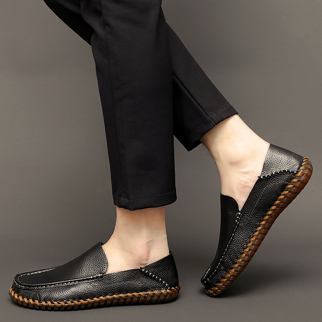 Men’s Slip-On Shoes with Visible Stitching