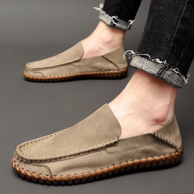 Men’s Slip-On Shoes with Visible Stitching