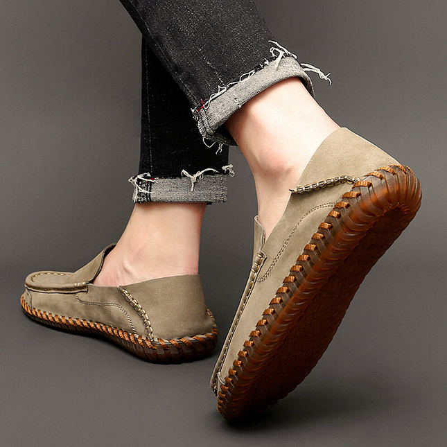 Men’s Slip-On Shoes with Visible Stitching