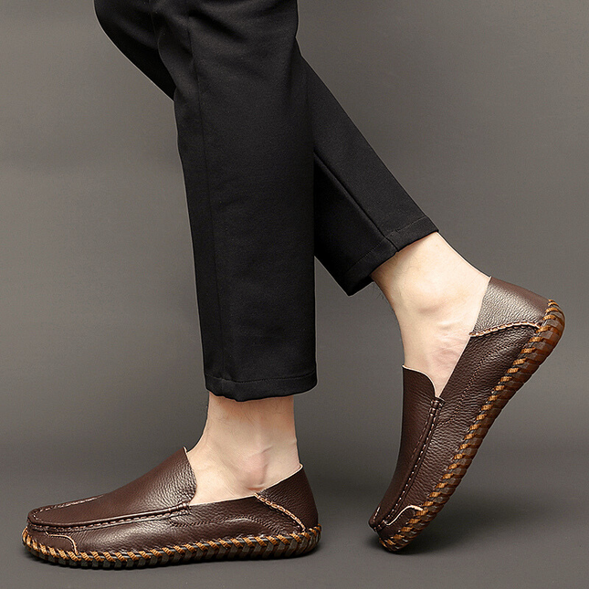 Men’s Slip-On Shoes with Visible Stitching