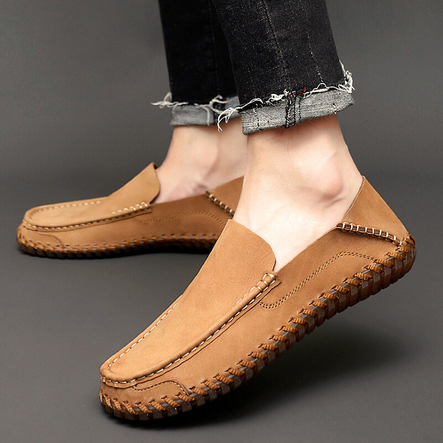 Men’s Slip-On Shoes with Visible Stitching