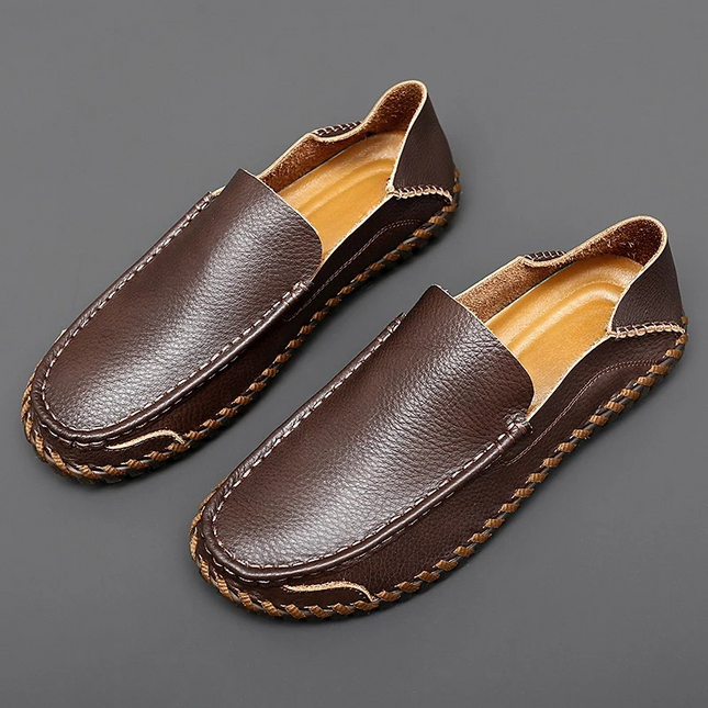 Men’s Slip-On Shoes with Visible Stitching