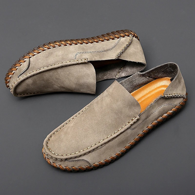 Men’s Slip-On Shoes with Visible Stitching