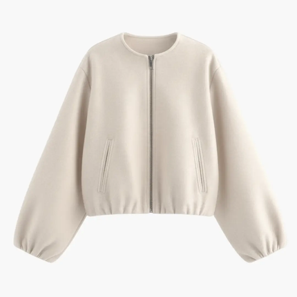 Women’s Jacket with Round Neck and Zipper Closure