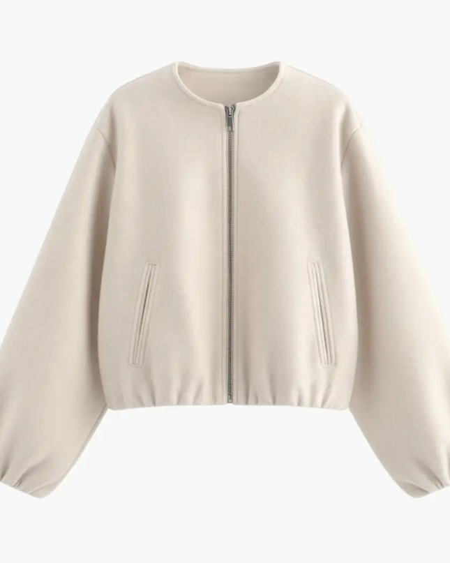 Women’s Jacket with Round Neck and Zipper Closure